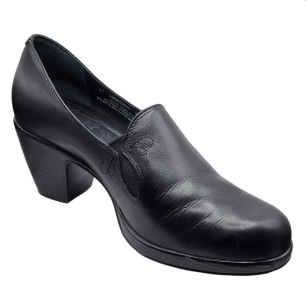 Dansko Women's Beth Black Leather Heeled Loafer - Picture 9 of 12